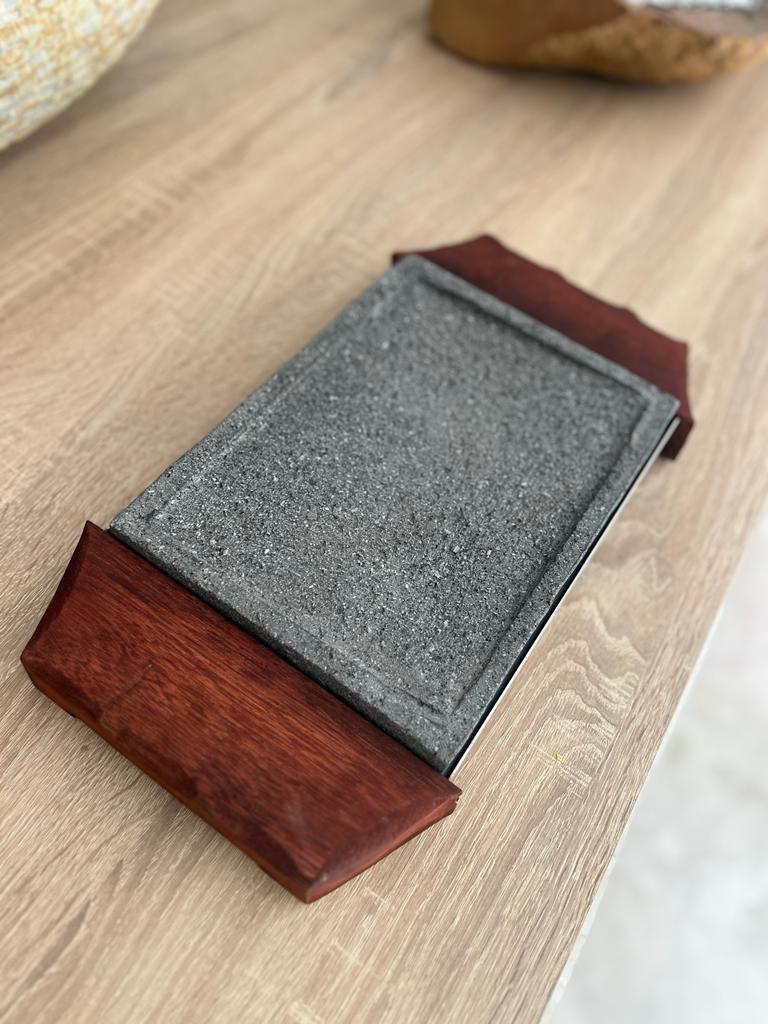 Parilla volcánica con base